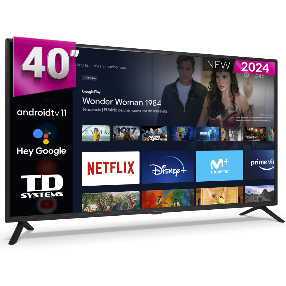 Smart TV 40 pouces Full HD Hey Google Official. Téléviseur Android 11 - TD Systems PRIME40C15GLE