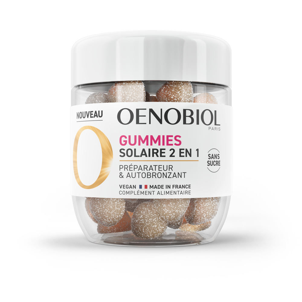 Oenobiol Gummies Solaire 2en1 Préparateur et Autobronzant Pot 60 Gummies