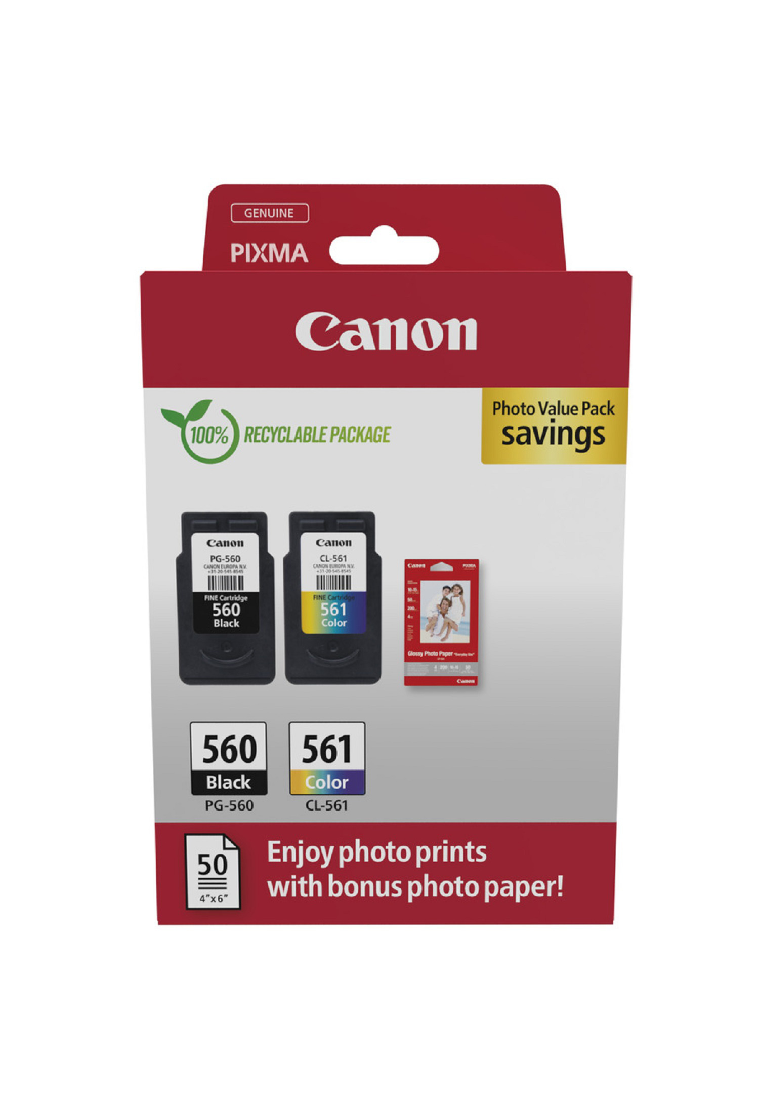 Pack De Cartouches D'encre pg 560 Et Couleur cl 561 Canon - vue 10