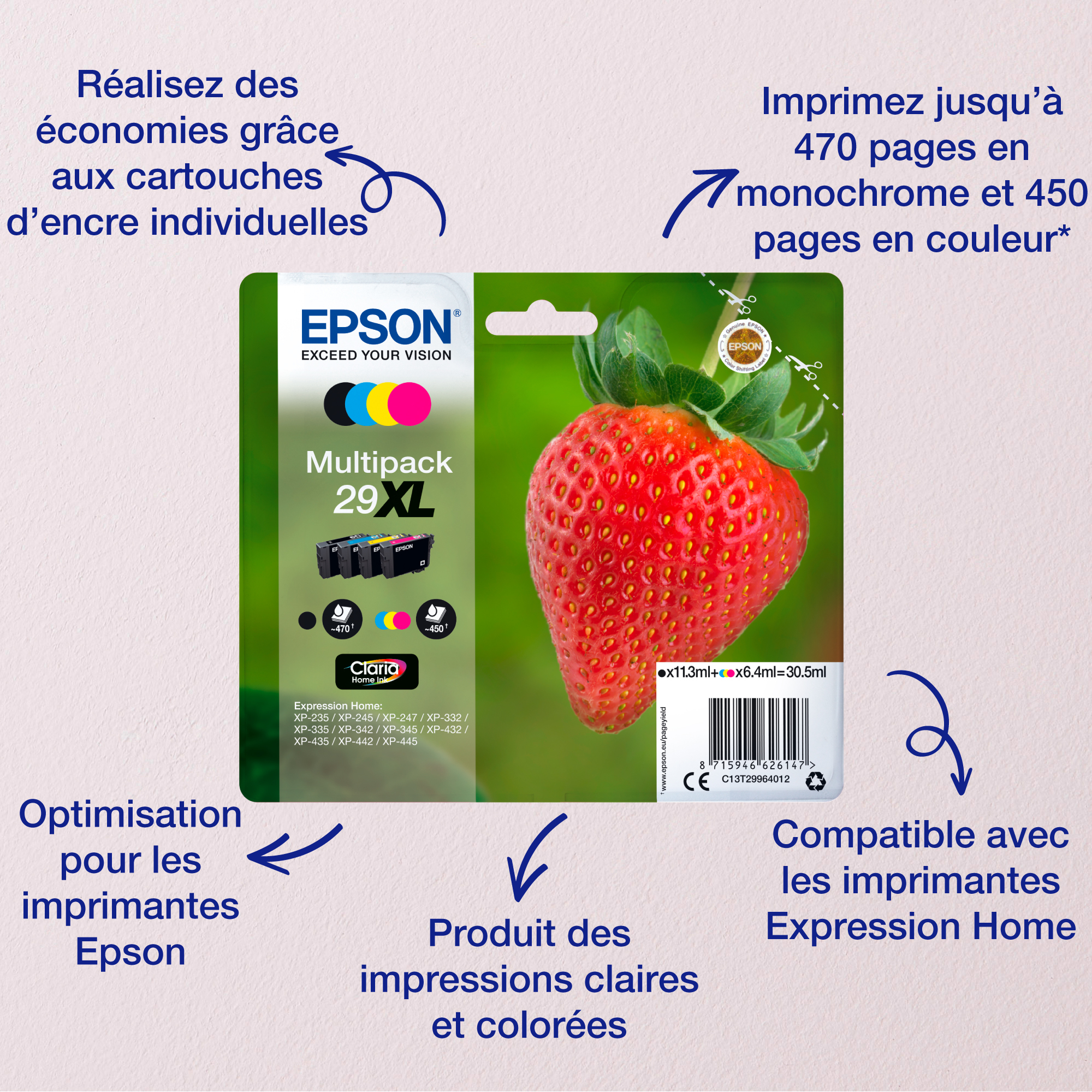 Epson Strawberry Multipack 4-colours 29XL Claria Home Ink