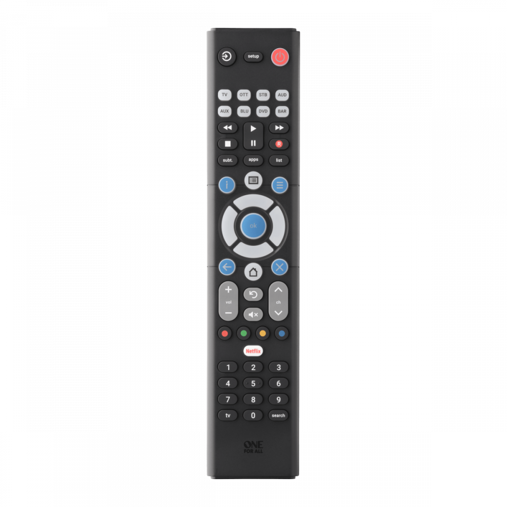 One For All Essence 8 télécommande Acoustique DVDBlu ray console de jeux Media player PC Barre de son TV Appuyez sur les boutons