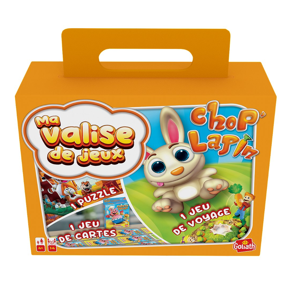 Valisette multi jeux Goliath - Chop Lapin voyage + 1 puzzle + 1 jeu de cartes