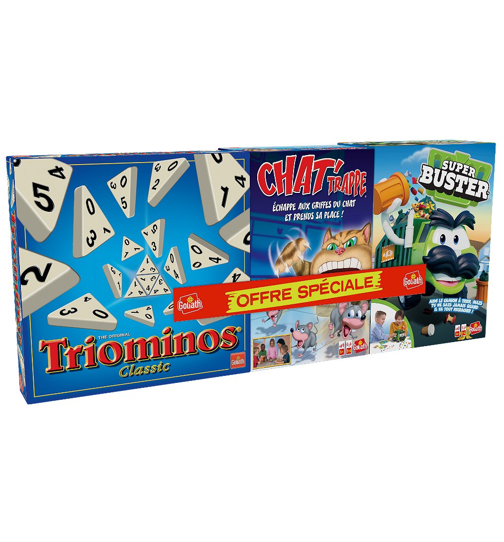 TRIPACK 3 jeux : Triominos Classic + Chat'trappe + Super Buster