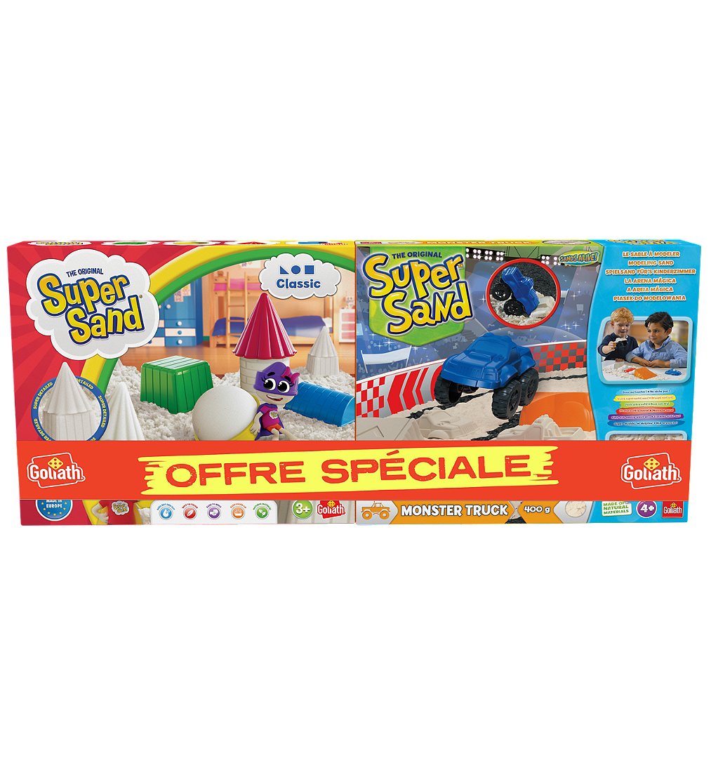 Lot de 2 Super Sand - assortiment (3 modèles) - sable magique
