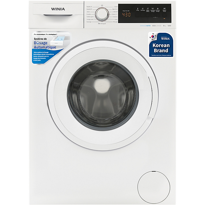 WINIA WVD-09T2WW12BA machine à laver Charge avant 9 kg 1200 tr/min Blanc