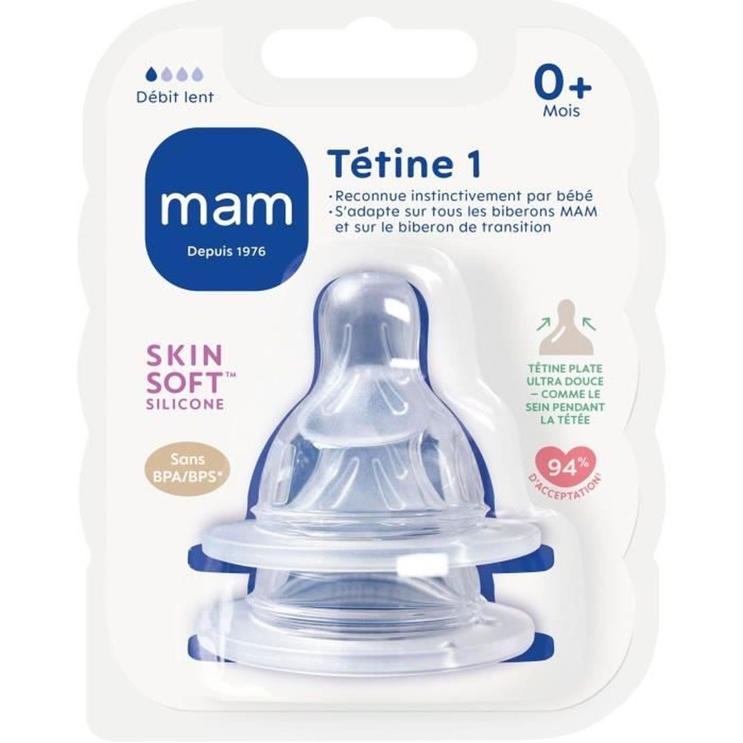 Tétine anatomique silicone débit 1 X2