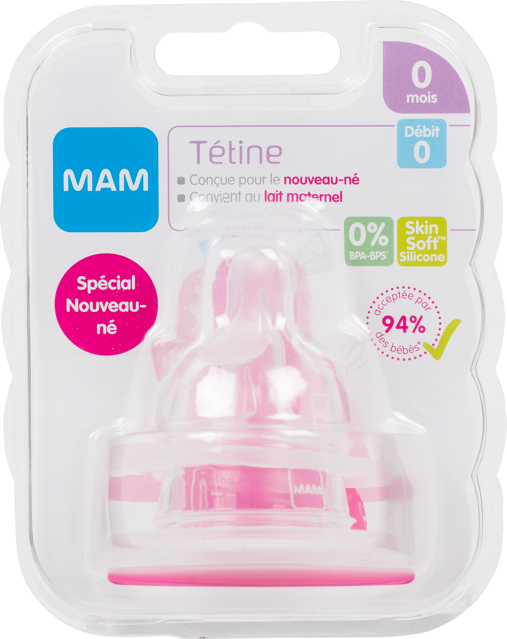 Mam Tétine Anatomique Débit 0 Extra Lent Silicone x2