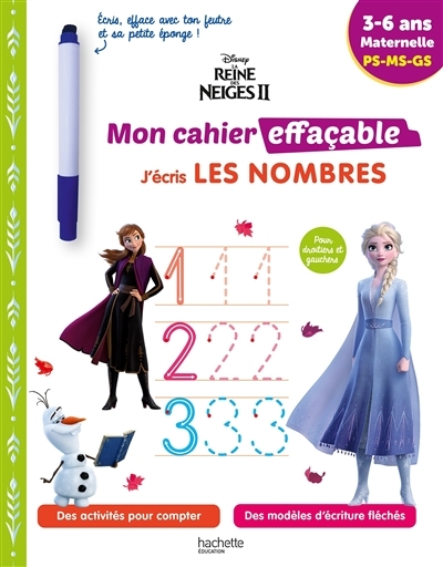 Disney - Reine des neiges 2 - Mon cahier effaçable - J'écris les nombres (3-6 ans) (Broché)