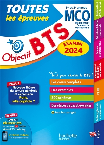 Objectif BTS MCO (1re et 2e années) - Toutes les épreuves, examen 2024 (Broché)