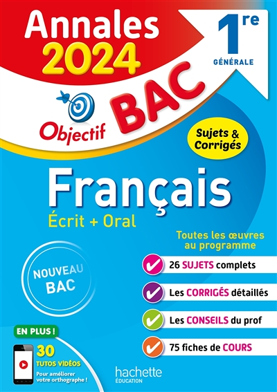 Annales Objectif BAC 2024 - Français 1res (Broché)