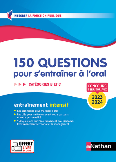 150 questions pour s entrainer à l oral Catégories B,C Concours fonction publique territ (Broché)