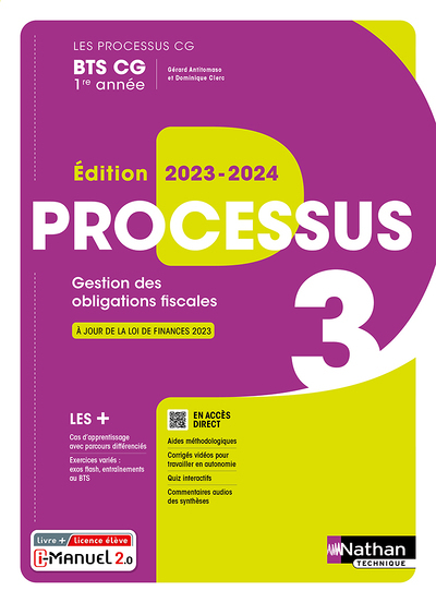 Processus 3 - BTS CG 1ère année (Les processus CG) Livre + licence élève - 2023 (Broché)