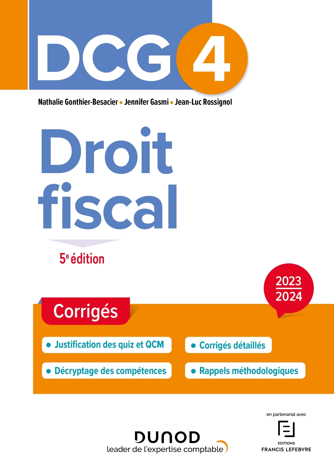DCG 4 - Droit fiscal - Corrigés 2023-2024 (Broché)