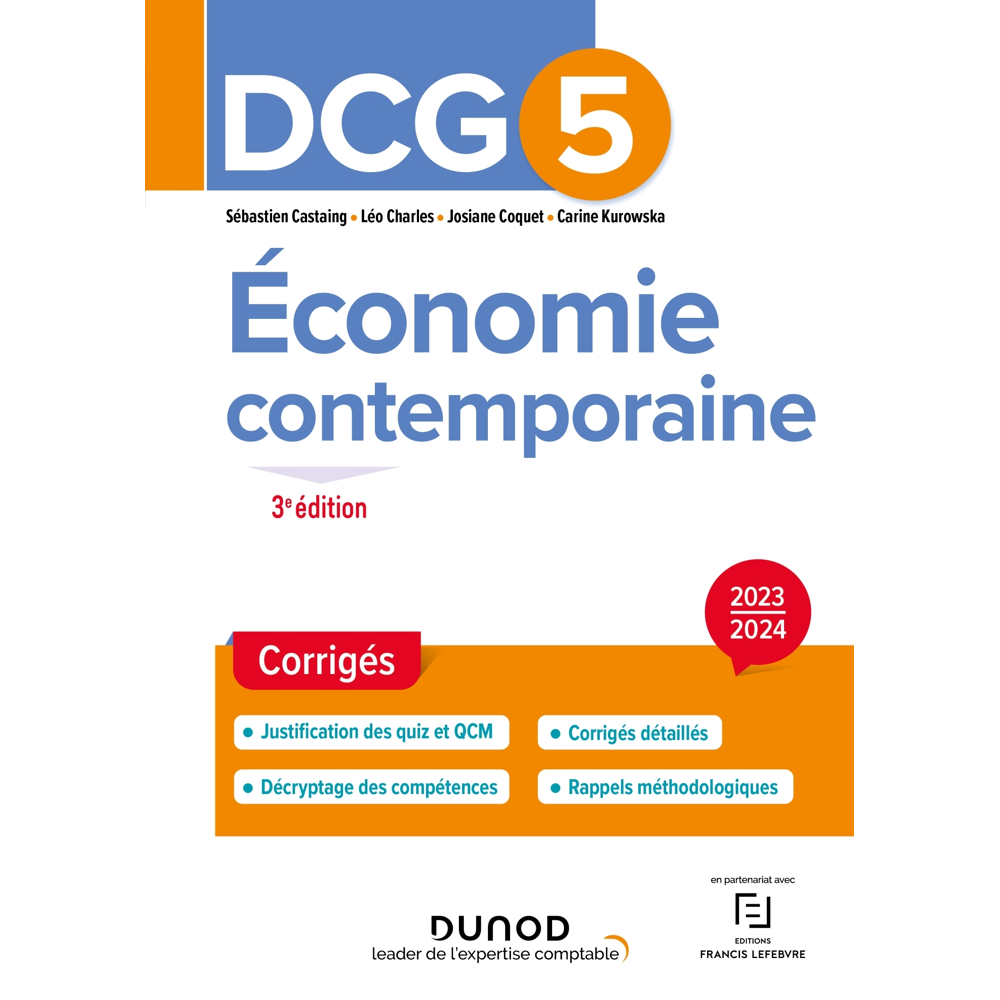 DCG 5 - Economie contemporaine - Corrigés 2023-2024 (Broché)