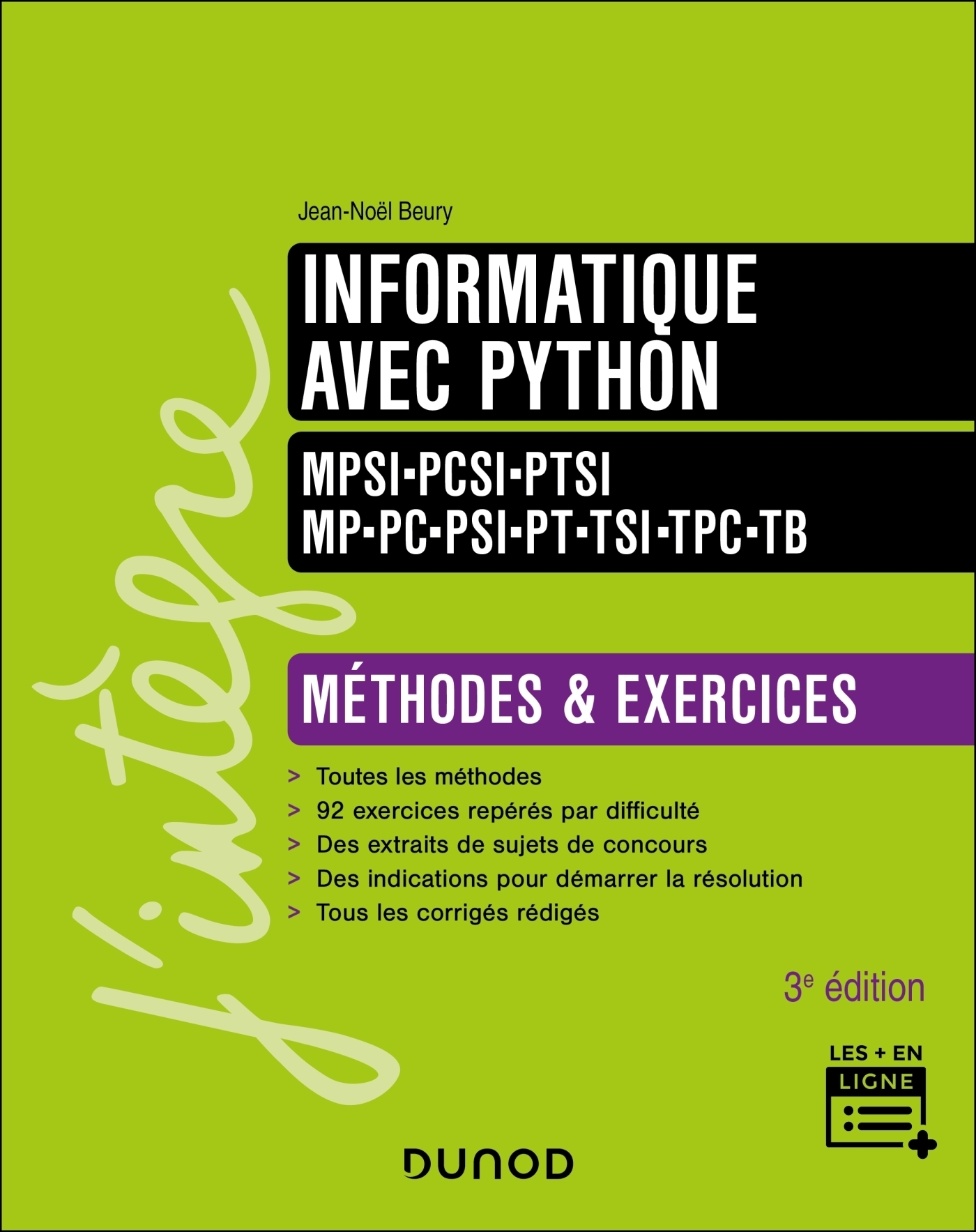Informatique avec Python - Méthodes et exercices - MPSI-PCSI-PTSI-MP-PC-PSI-PT-TSI-TPC-TB - 3e éd. (Broché)