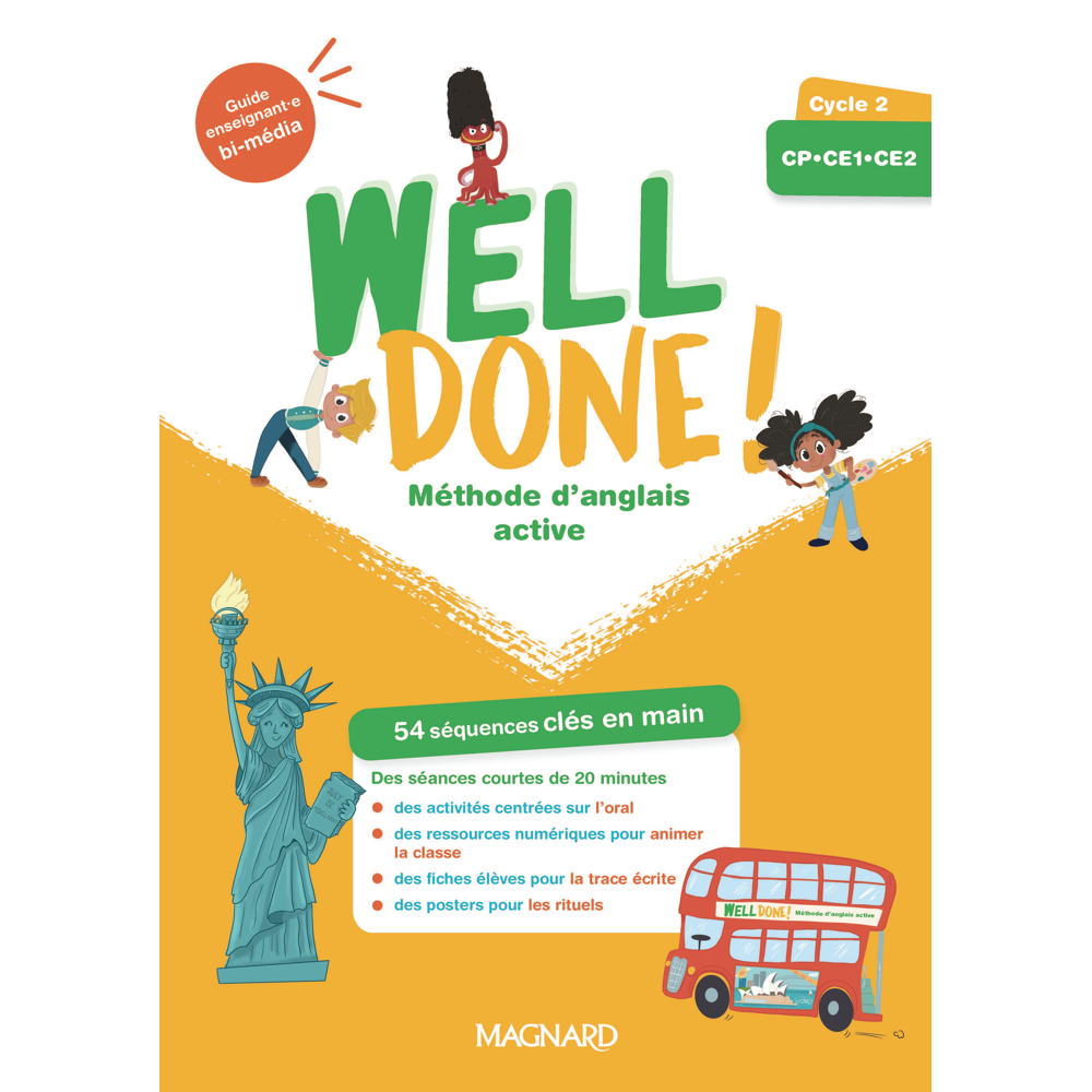 Well done! Anglais cycle 2 (2023) - Guide enseignant bi-media + Fichier photocopiable + Posters (Poc