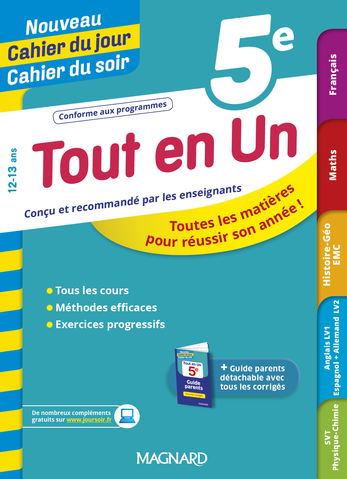Tout en Un 5e - Leçons, méthodes et exercices - Nouveau Cahier du jour Cahier du soir - Toutes les m