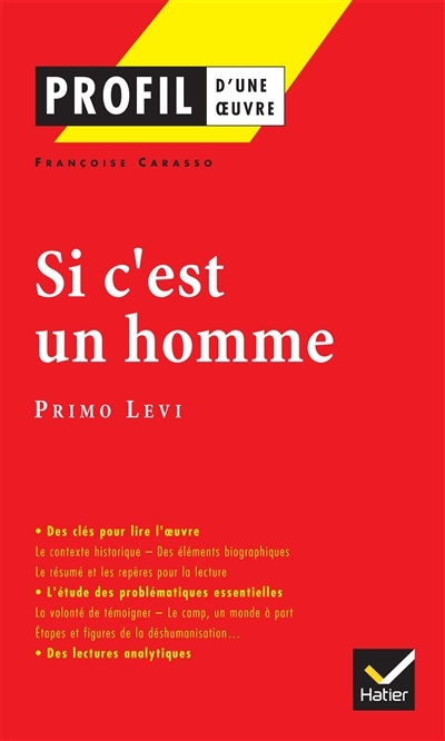Profil - Levi (Primo) : Si c'est un homme - analyse littéraire de l'oeuvre (Poche)