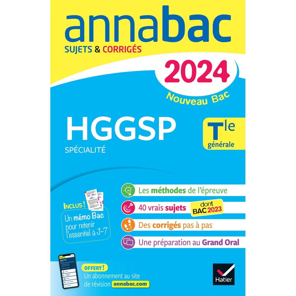 Annales du bac Annabac 2024 HGGSP Tle générale (spécialité) - sujets corrigés nouveau Bac (Broché)
