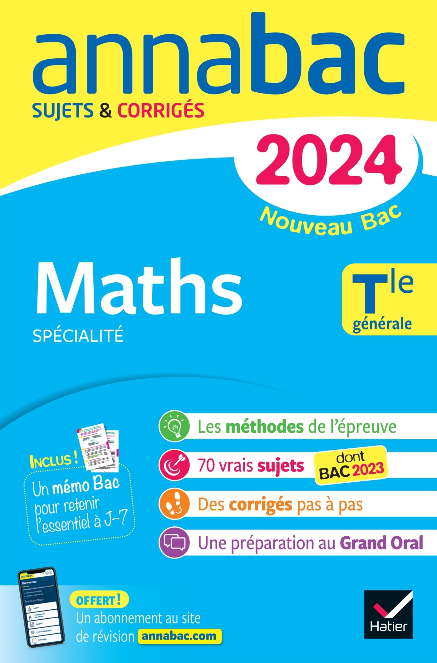 Annales du bac Annabac 2024 Maths Tle générale (spécialité) - sujets corrigés nouveau Bac (Broché)