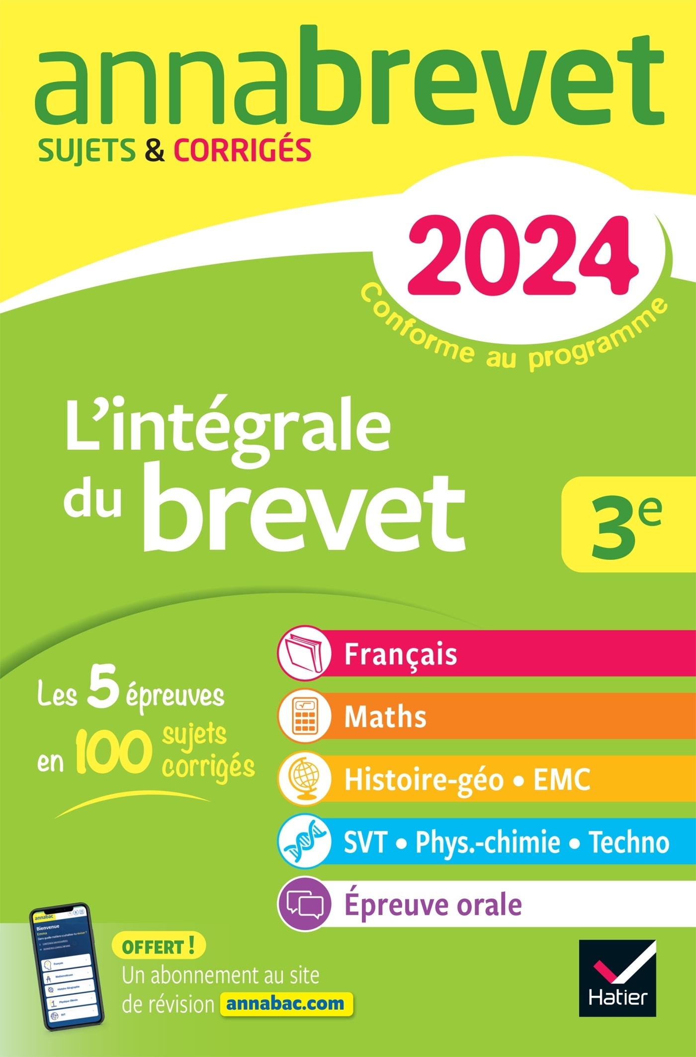 Annales du brevet Annabrevet 2024 L'intégrale du Brevet 3e (tout-en-un) - toutes les matières des ép