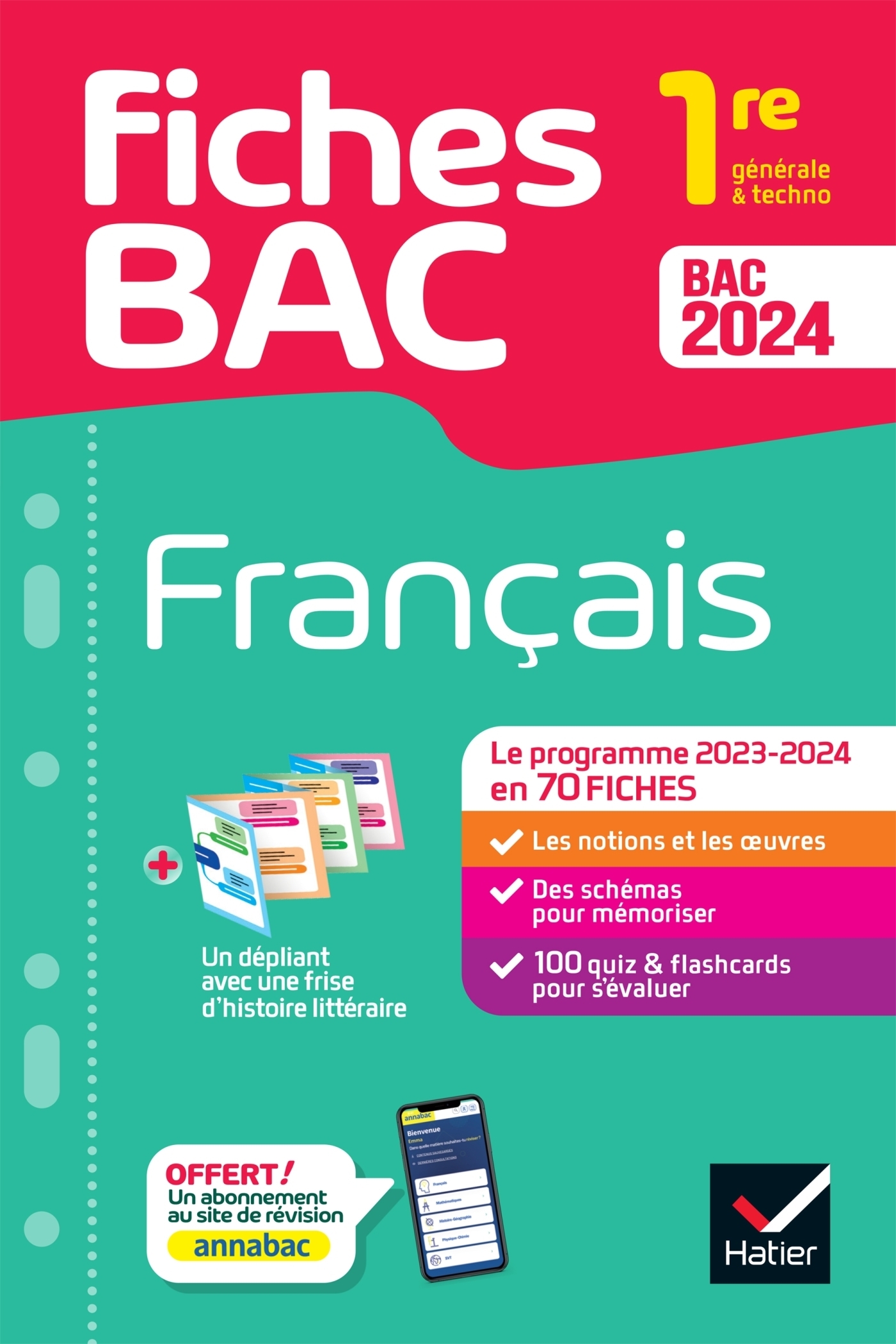 Fiches bac Français 1re générale & techno Bac 2024 - avec les oeuvres au programme 2023-2024 (Po