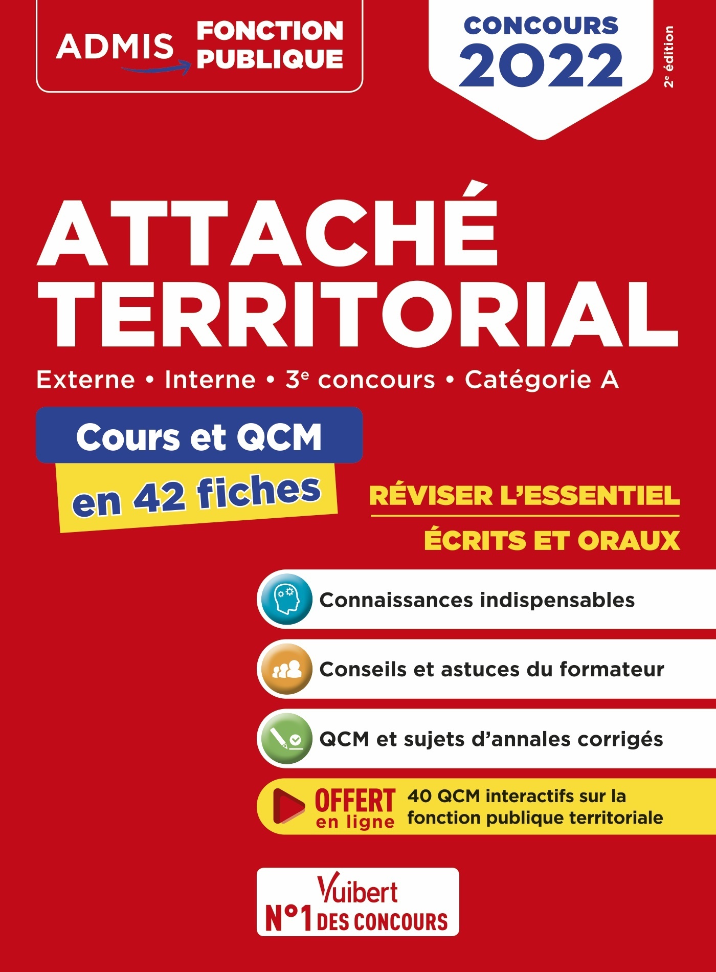 Attaché territorial - Catégorie A - Cours et QCM en 42 fiches - Externe, Interne - Concours 2022 (Br