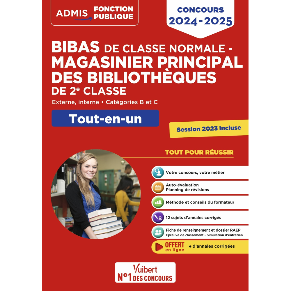 Concours BIBAS de classe normale - Magasinier principal des bibliothèques 2e classe - Tout-en-un - C