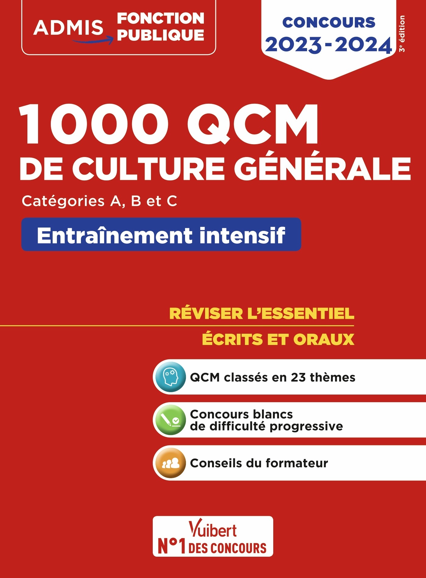 1000 QCM de culture générale - Concours de la fonction publique - Catégories A, B et C (Broché)