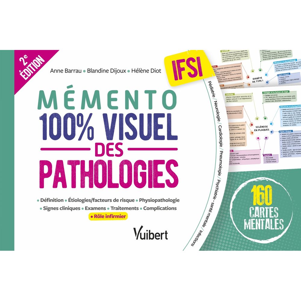 Mémento 100% visuel des pathologies IFSI - 160 cartes mentales colorées pour mémoriser facilement le