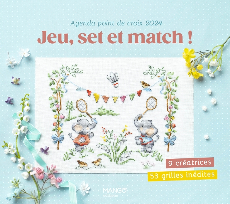 Agenda point de croix 2024 : jeu, set et match !. 9 créatrices - 53 grilles inédites - 9 créatrices