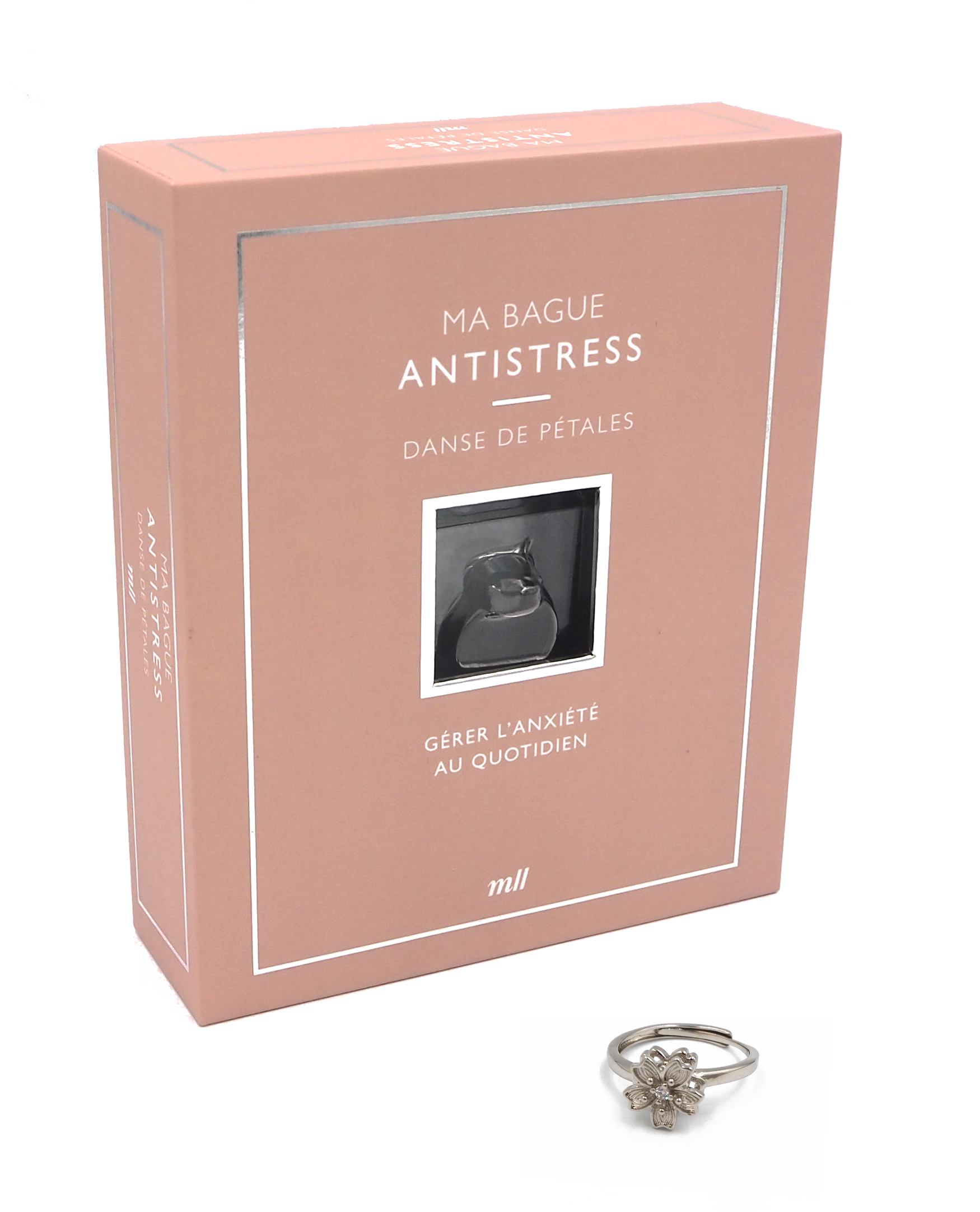 Coffret - Ma bague antistress - Danse de pétales - Un bijou ajustable, discret et élégant et un livr