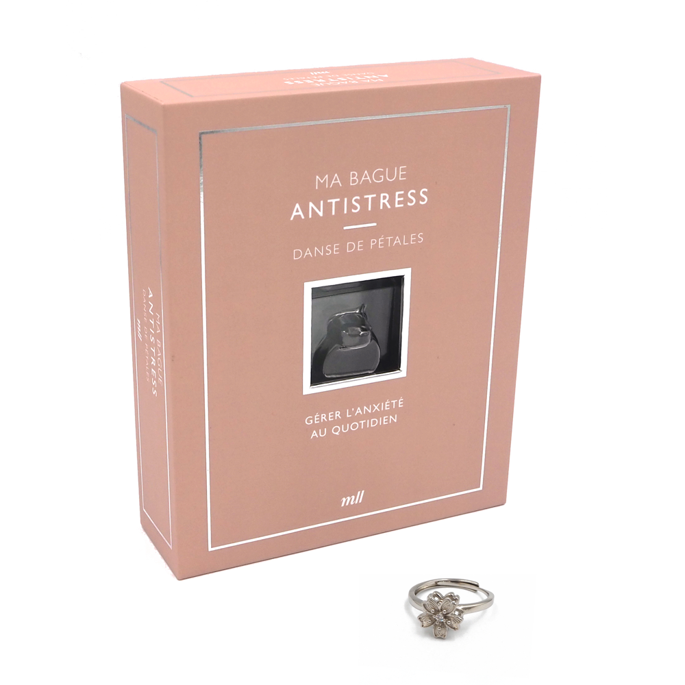 Coffret - Ma bague antistress - Danse de pétales - Un bijou ajustable, discret et élégant et un livr