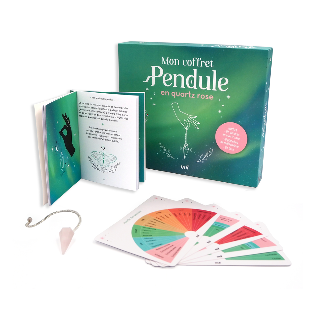 Mon Coffret Pendule en quartz rose - Découvrez les mystères de la radiesthésie - Un pendule divinato