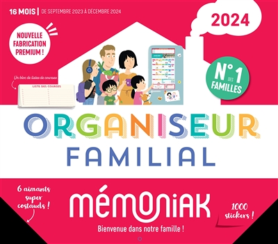 Organiseur familial Mémoniak 2024 - 16 mois, de septembre 2023 à décembre 2024 (Blister)