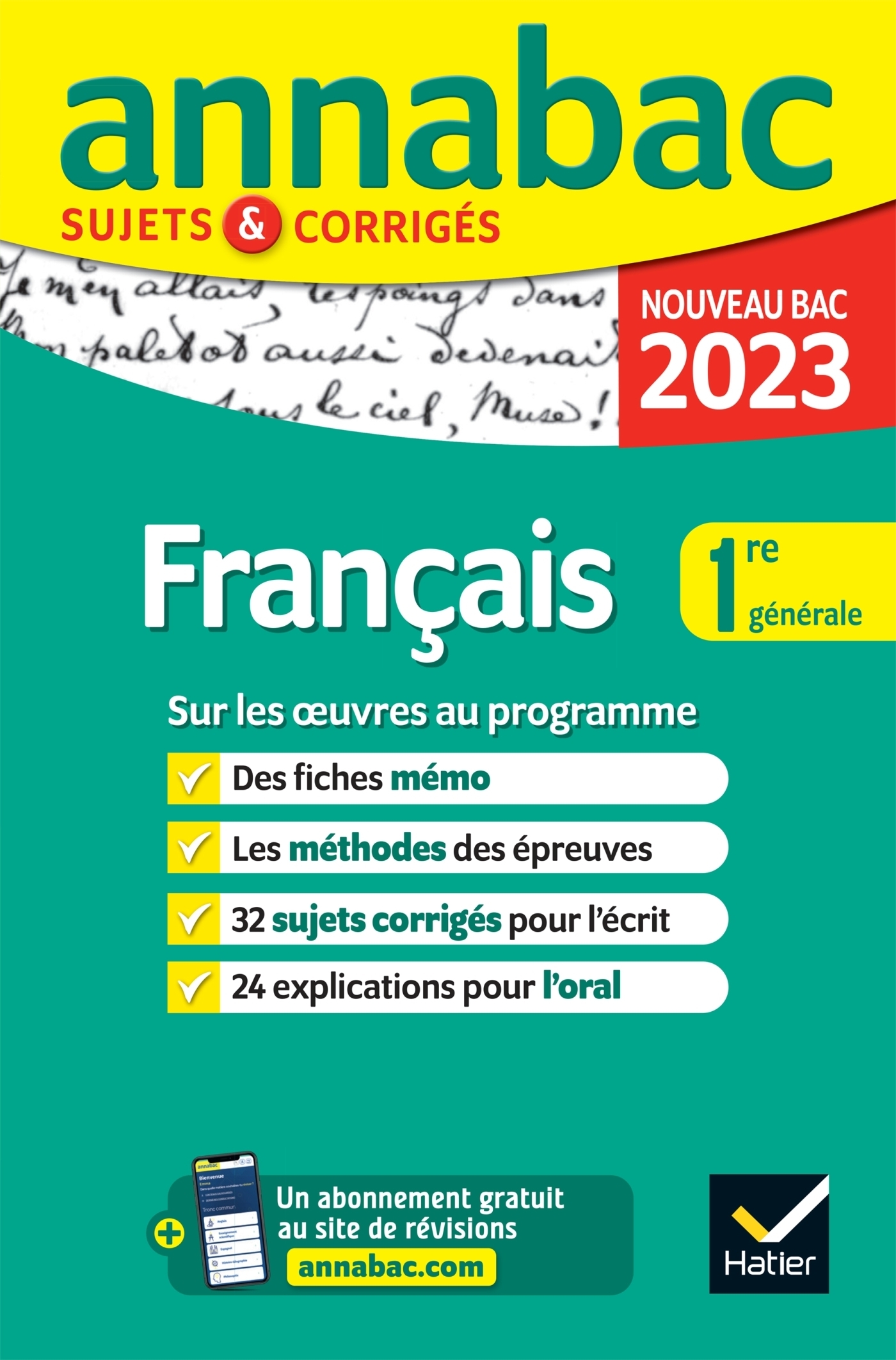 Annales du bac Annabac 2023 Français 1re générale - sujets corrigés sur les oeuvres au programme 202