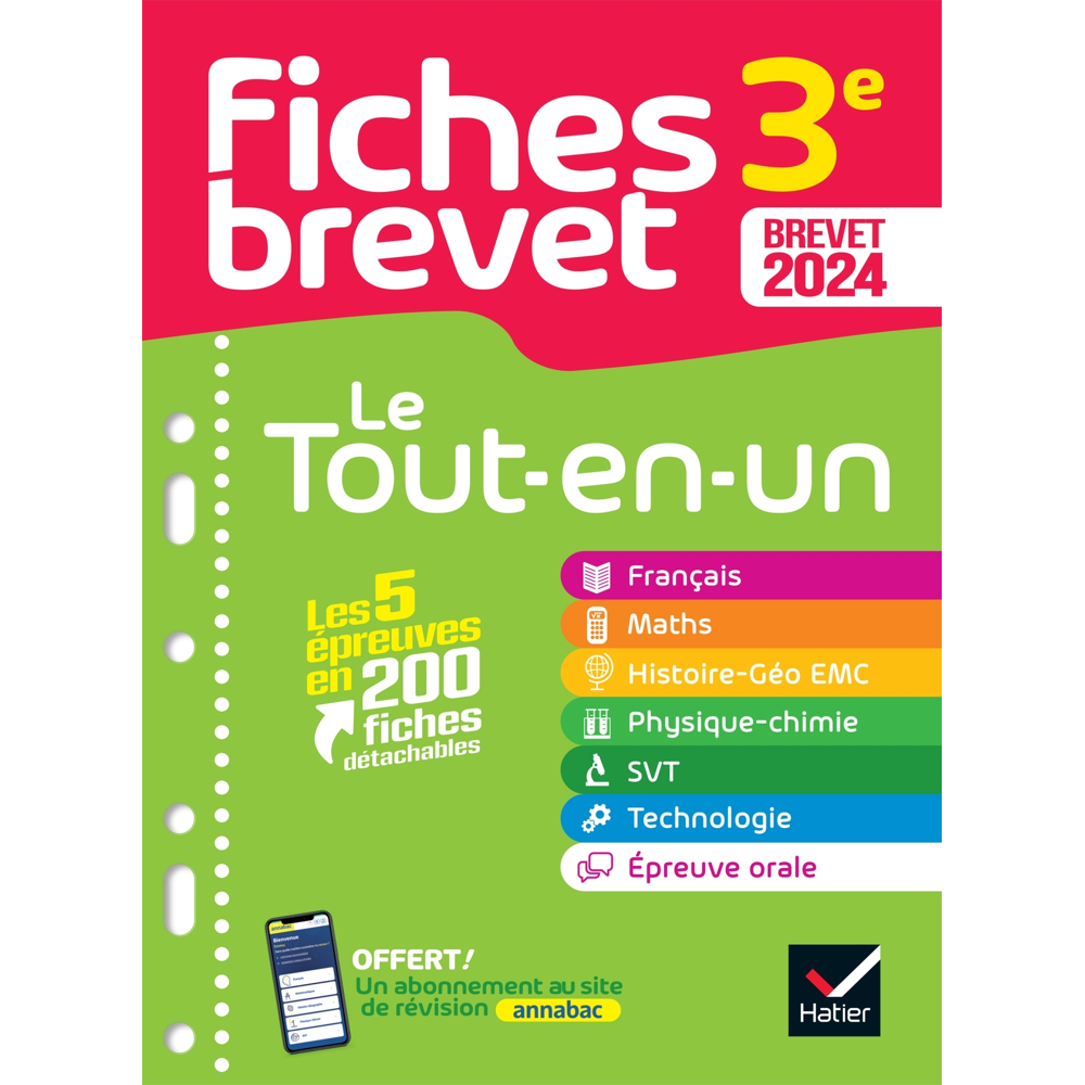 Fiches brevet Le tout-en-un du Brevet 2024 - 3e (toutes les matières) - français, maths, histoire-gé