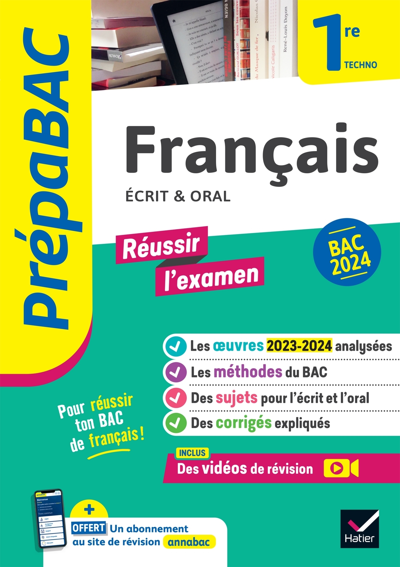 Prépabac Français 1re technologique - Bac de français 2024 (écrit & oral) - avec les oeuvres au 