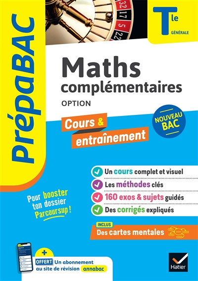 Prépabac Maths complémentaires (option) Tle générale - Bac 2024 - nouveau programme de Terminale (Br