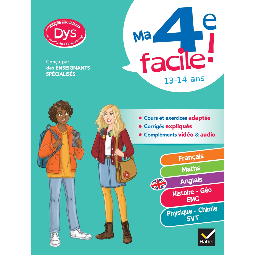 Ma 4e facile ! Tout-en-un adapté aux enfants dyslexiques (DYS) ou en difficulté d'apprentissage - fr