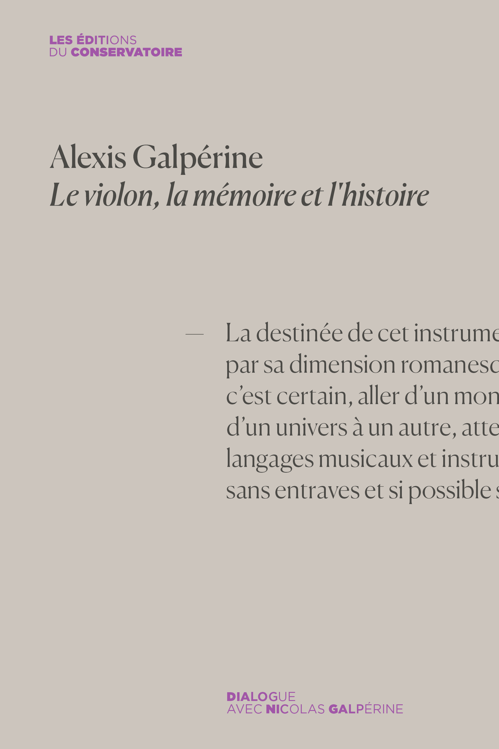 Alexis Galpérine. Le violon, la mémoire et l'histoire - Dialogue avec Nicolas Galpérine (Broché)