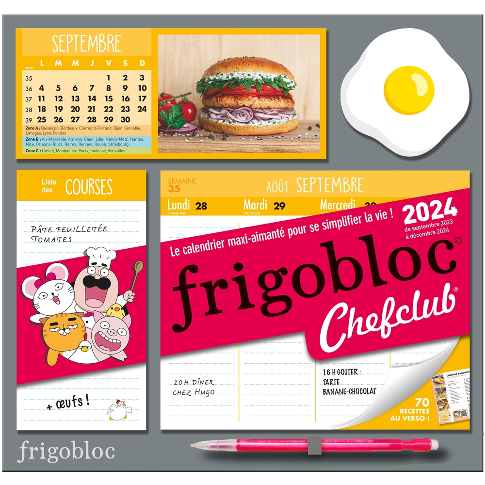 Frigobloc Hebdomadaire 2024 Chefclub (de sept. 2023 à déc. 2024) (Broché)