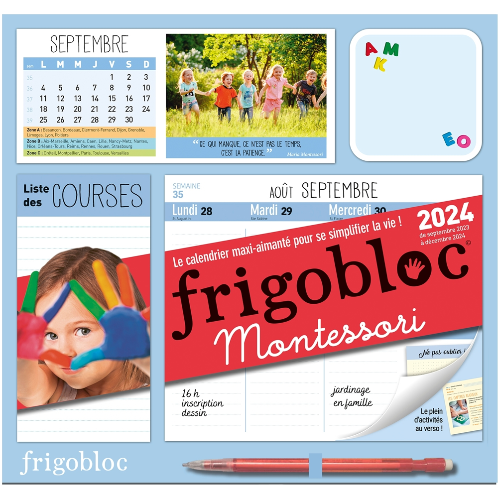 Frigobloc Hebdomadaire 2024 Montessori (de sept. 2023 à déc. 2024) (Broché)