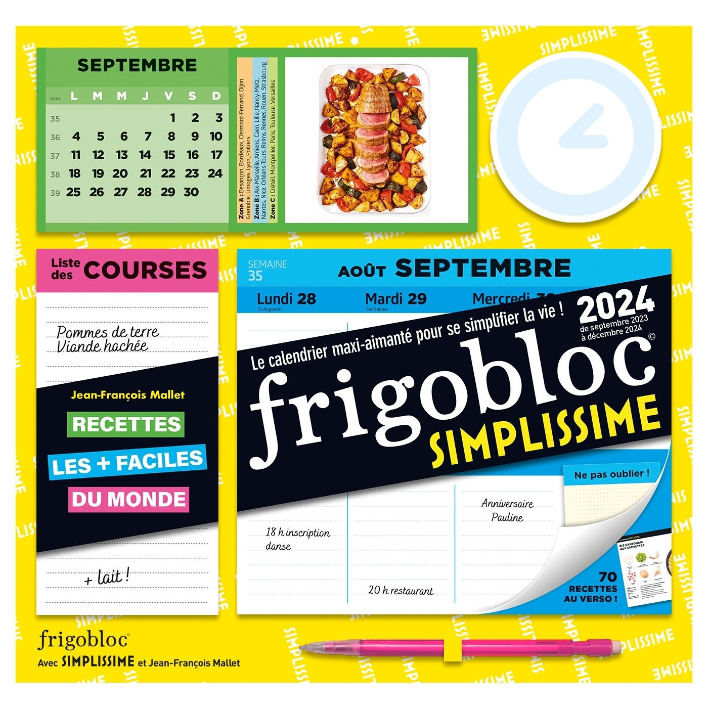 Frigobloc Hebdomadaire 2024 Simplissime (de sept. 2023 à dec. 2024) (Broché)