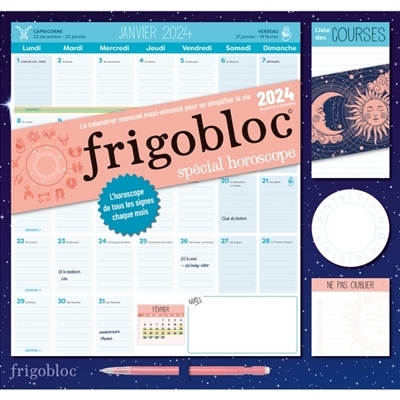 Frigobloc Mensuel 2024 spécial Horoscope (de janv. à dec. 2024) (Broché)