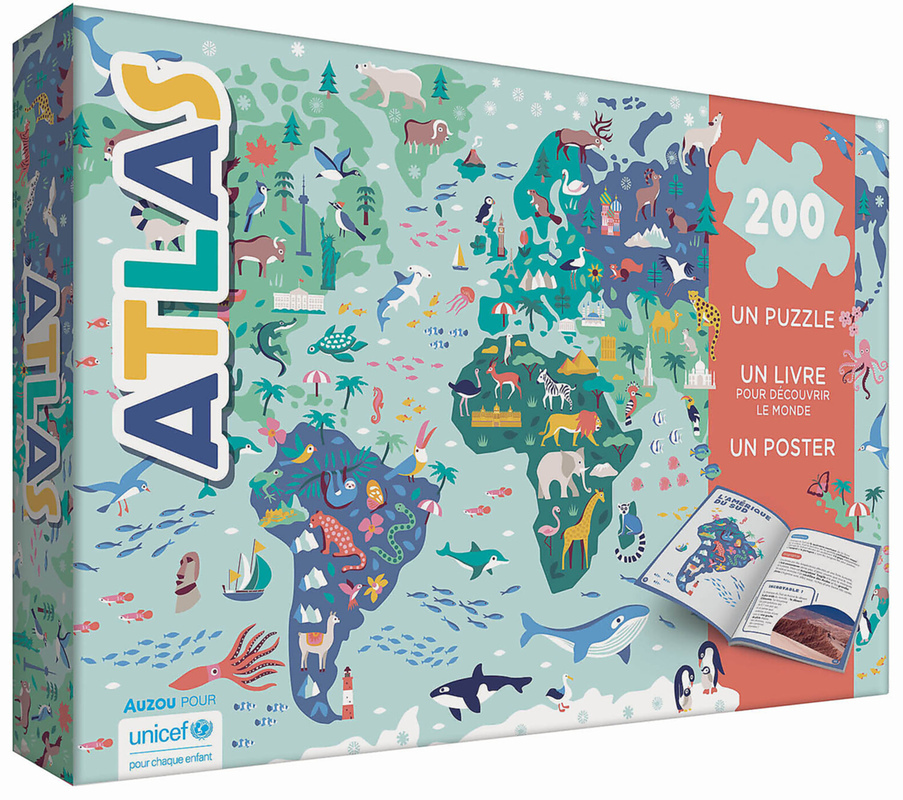 Atlas - un puzzle, un livre pour découvrir le monde, un poster (Coffret)
