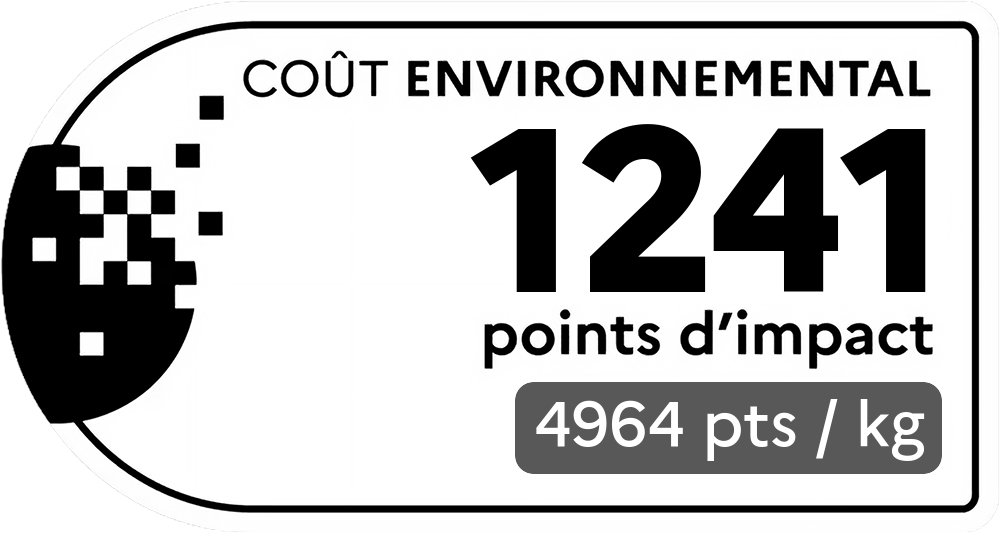 Coût environnemental : 1241 points d'impact (détail : 4964 pts / kg). Plus le score est bas, plus l'impact sur l'environnement est faible.
