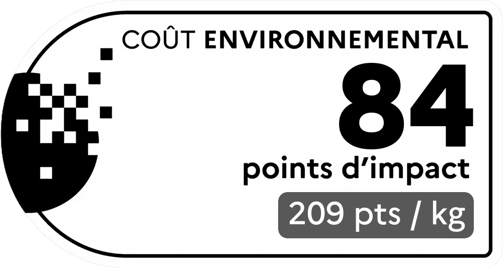 Coût environnemental : 1241 points d'impact (détail : 776 pts / kg). Plus le score est bas, plus l'impact sur l'environnement est faible.