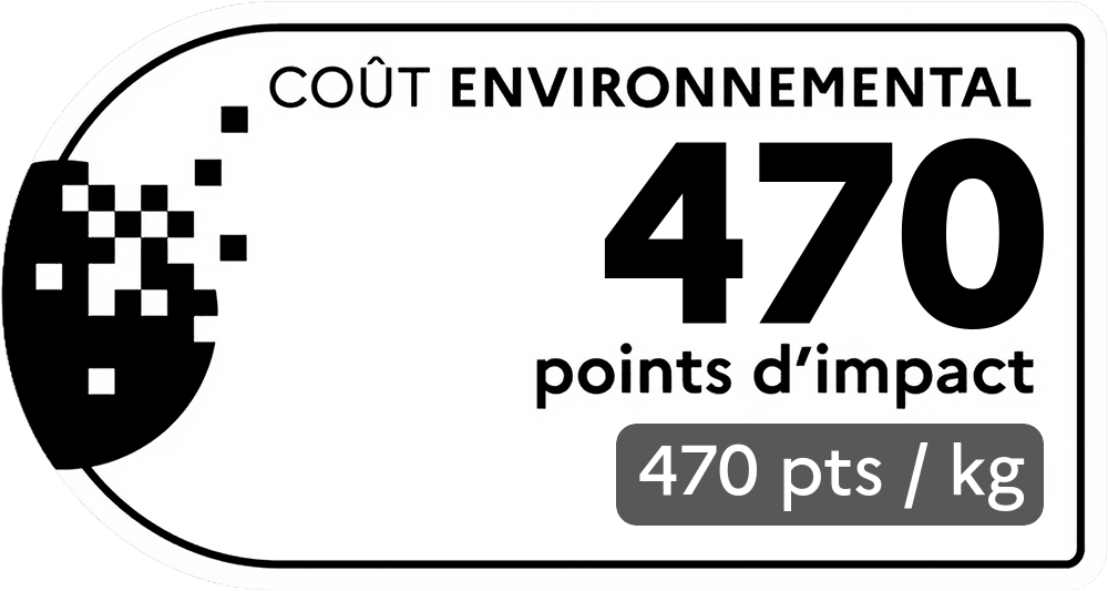 Coût environnemental : 211 points d'impact (détail : 423 pts / kg). Plus le score est bas, plus l'impact sur l'environnement est faible.