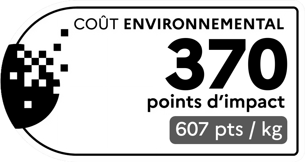 Coût environnemental : 247 points d'impact (détail : 706 pts / kg). Plus le score est bas, plus l'impact sur l'environnement est faible.